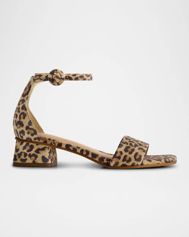 Jalena Leopard-Print Suede Block-Heel Sandals